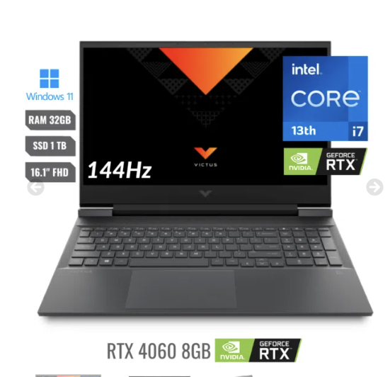Laptop Hp Victus 16-r0073cl Intel Core I7 13700hx (13va) Ram 32gb Ddr5 4800mhz Ram 1tb