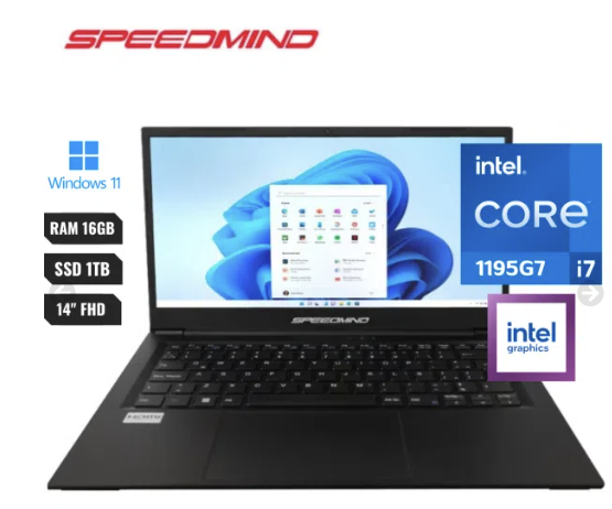 Laptop Speedmind M2w Intel Core I7 1195g7 (11va) Ram 16gb Ssd 1tb 14″