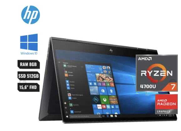 Laptop Hp Envy X360 15-ds1083 2-in-1 360° Ryzen 7 4700u (4th) 512gb Ssd 8gb 15.6″ (1920×1080)