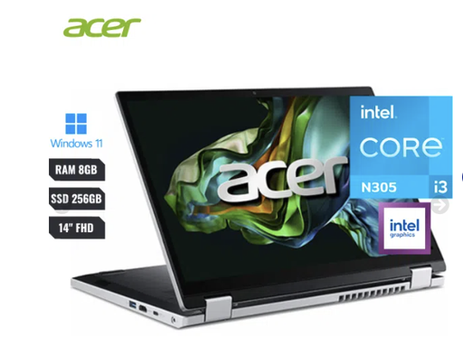 [008141] Laptop Acer 2 In 1 360° Intel Core I3 N305 (12va) 8gb Ram Ssd 256gb “14