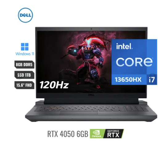 [007394] Laptop Dell G15 Gaming Intel Core I7 13650hx (13va) Ram 8gb Ddr5 Ssd 1tb Pcie Pantalla 15.6 Fhd 120hz