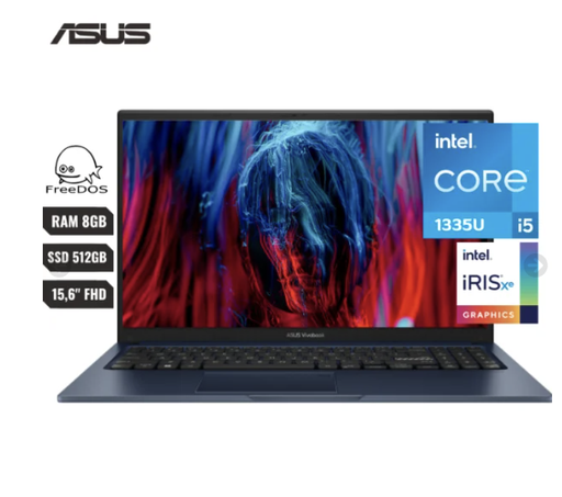 [007614] Laptop Asus Vivobook X1504va-nj439 Intel Core I5 1335u (13va) Ram 8gb Ddr4 Ssd 512gb Pcieg3 15.6 Fhd”
